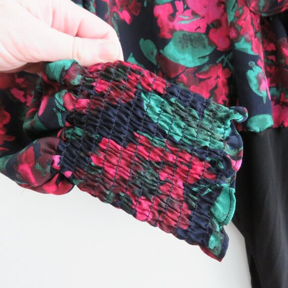 MISA LOS ANGELES Talah Floral Ruffle Satin Bodysuit Boho Romantic - Size L - Picture 11 of 16